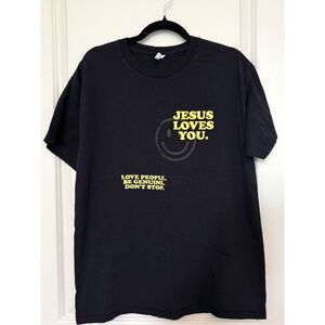 Jesus Loves You Black T-Shirt, size L